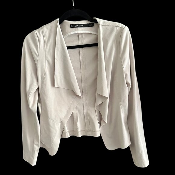 Iris Setlakwe Beige Asymmetrical Draped Faux Suede Jacket Size 4 - Picture 1 of 4